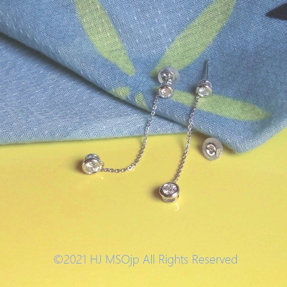 Pt900 swing diamond pierced earrings 5枚目の画像