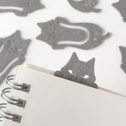 紙製　ペーパークリップ　猫のブックマーカー(グレー) 3枚目の画像