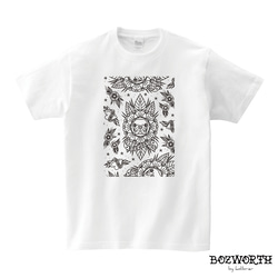 traditional pattern t-shirts S M L XL black white 2枚目の画像