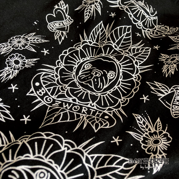traditional pattern t-shirts S M L XL black white 3枚目の画像