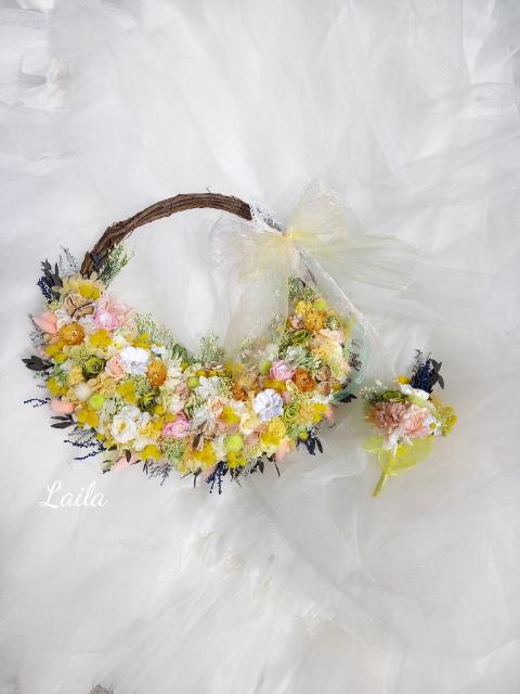 ♡受注対応♡プリザーブドフラワーリースブーケ ウェディングリース専門店ブートニアフープブーケ花冠オーダー承ります