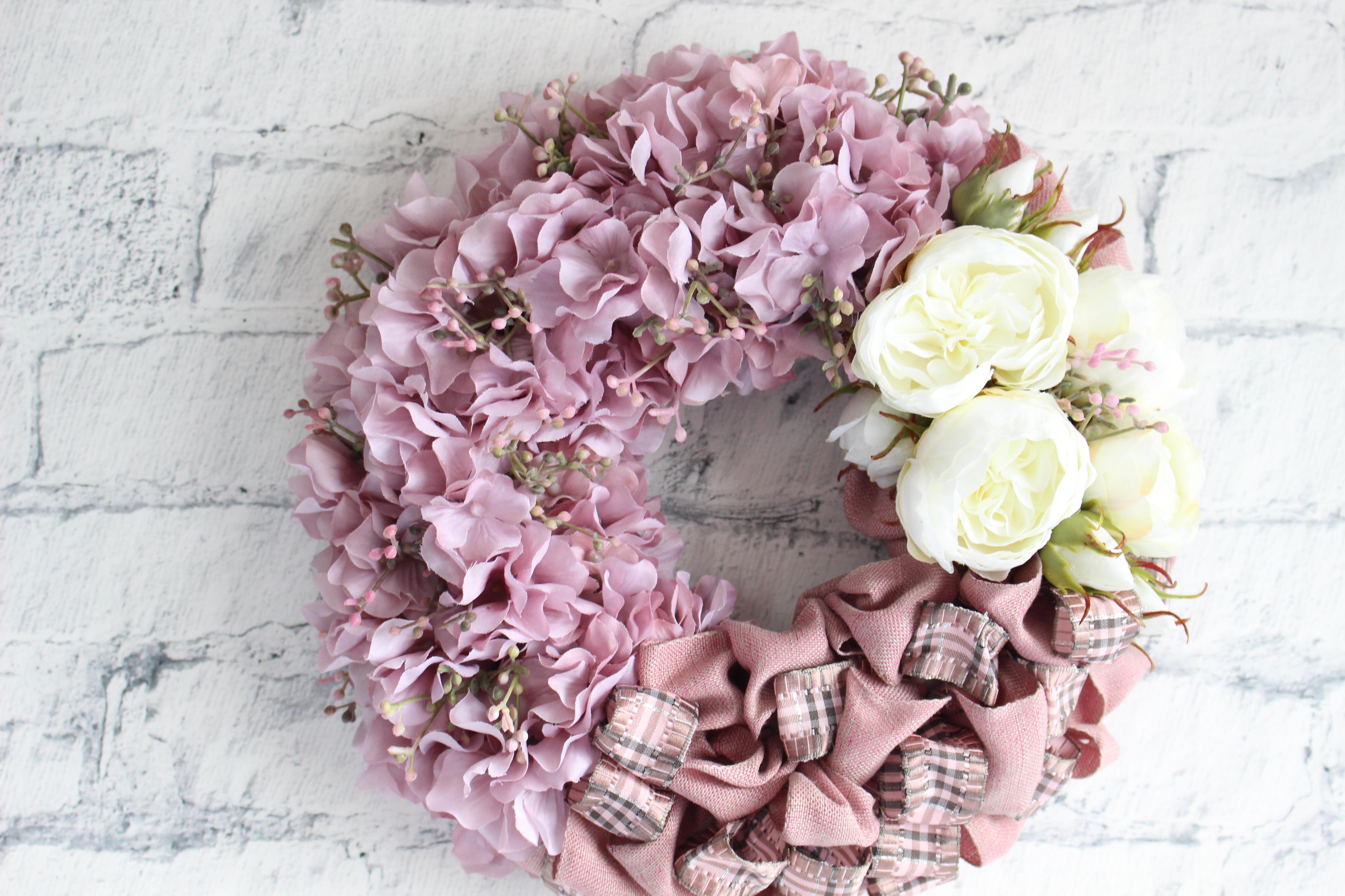 ラベンダーアジサイ リボンリース