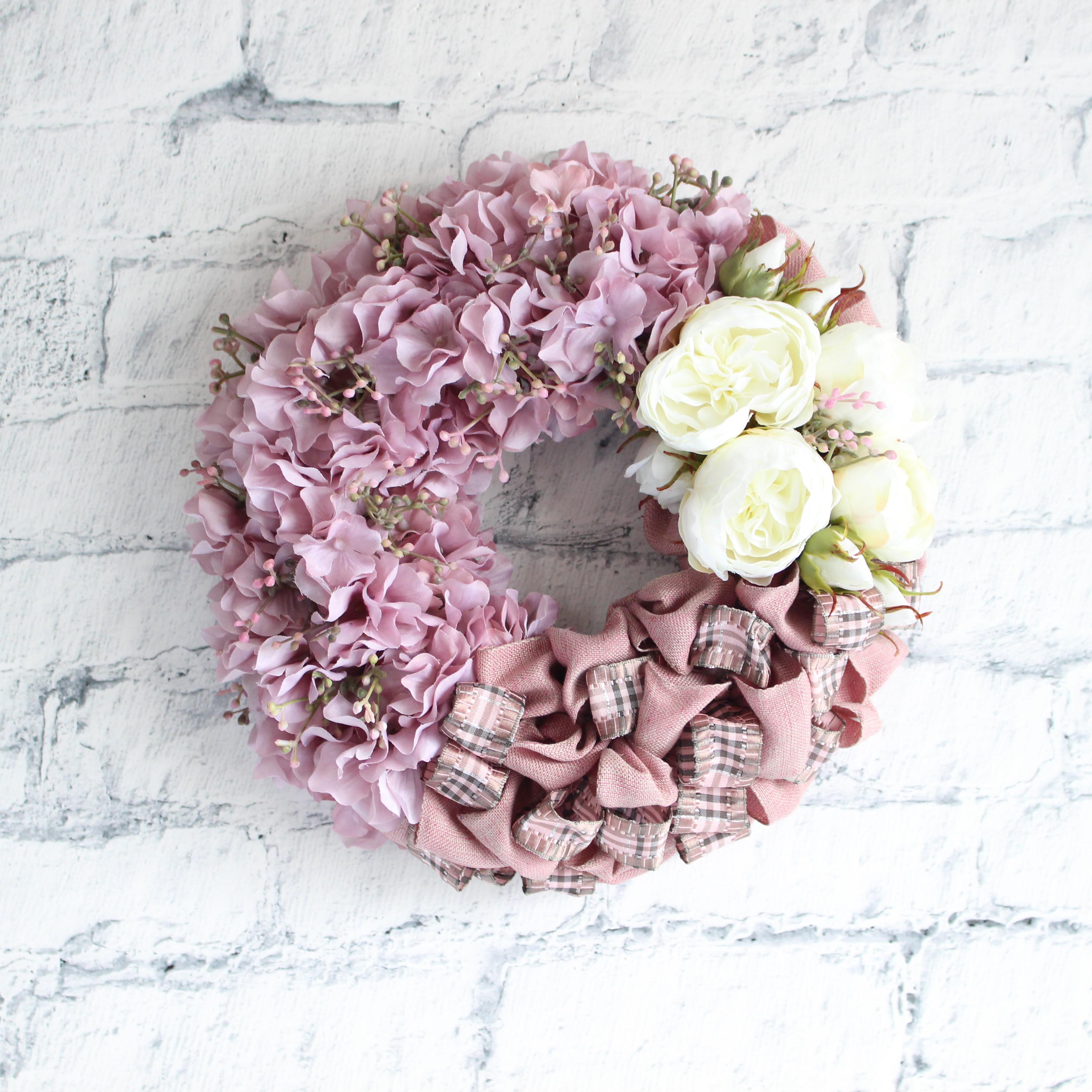 ラベンダーアジサイ リボンリース