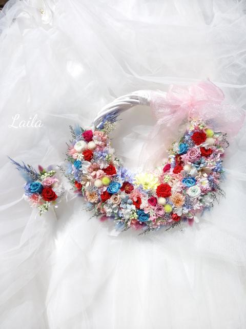 ♡受注対応♡プリザーブドフラワーリースブーケブートニアフープブーケ花冠オーダー承りますウェディングブーケ専門店
