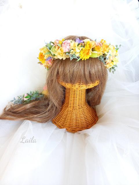 ♡受注対応♡花冠+グリーン ウェディングブーケ専門店 リースブーケブートニアヘッドドレス花冠髪飾りオーダー承ります