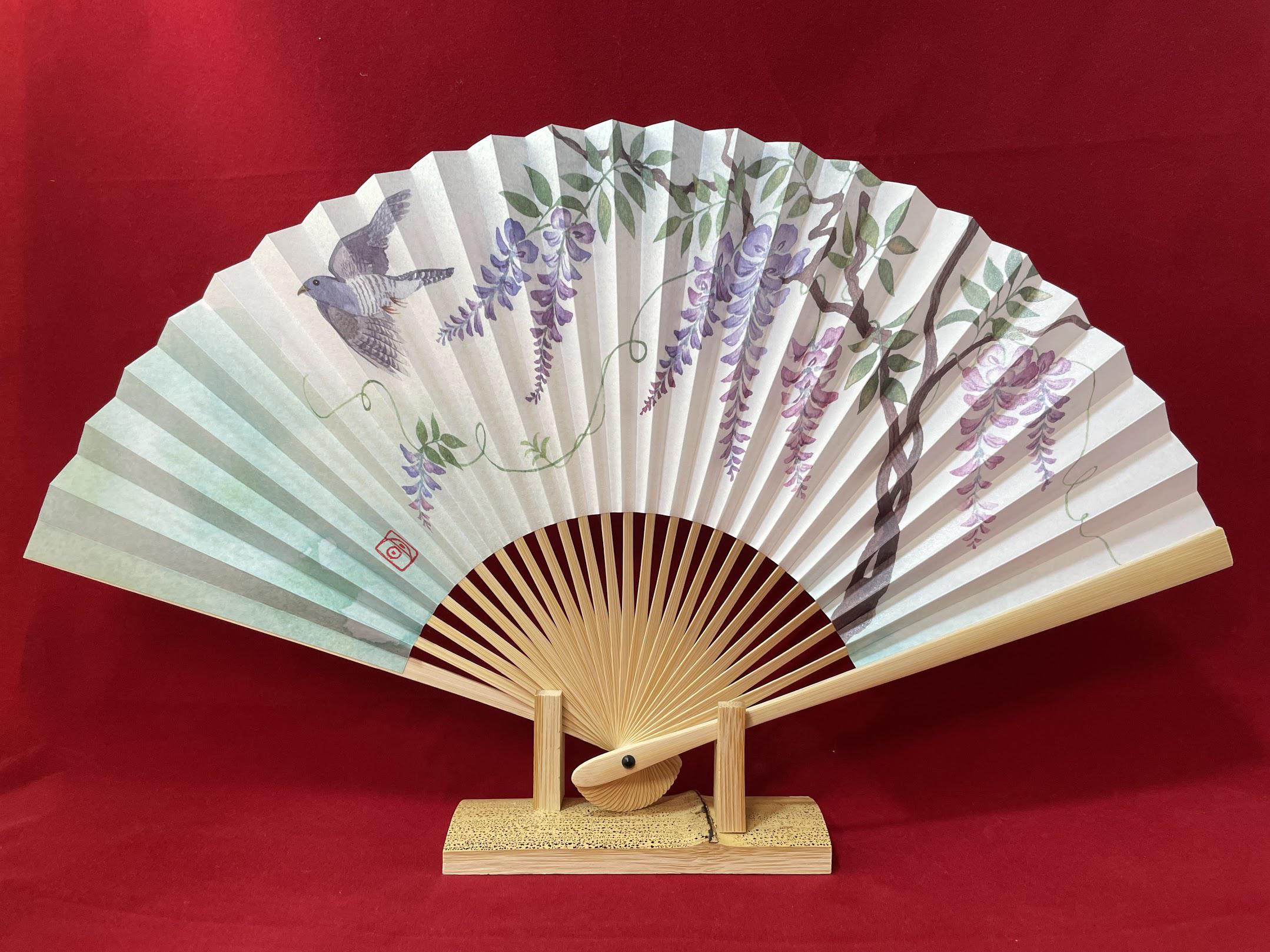 京扇子 藤とホトトギス