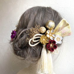 つまみ細工 【西陣リボンの髪飾り】卒業式 卒業式髪飾り 袴 水引き