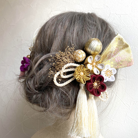 つまみ細工 【西陣リボンの髪飾り】卒業式 卒業式髪飾り 袴 水引き