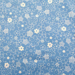 シーチングプリント　北欧調の花　ブルー系（1401-59）写真の がま口はイメージですのでキット商品ではありません 2枚目の画像