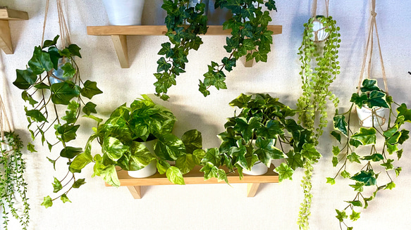 人工観葉植物】マーブルポトス(ホワイトストーン・下棚左)フェイク