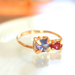 k18gp Tanzanite & Rubellite Ring 2枚目の画像