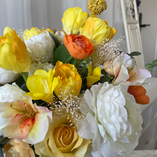 再販 ビタミンカラークラッチブーケ ブートニアセット ウェディング