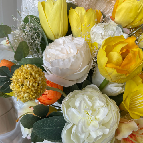 再販 ビタミンカラークラッチブーケ ブートニアセット ウェディング