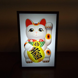 招き猫 まねきねこ ネコ 商売繫盛 昭和 レトロ ミニチュア 看板 玩具 置物 雑貨 LEDライトBOXミニ 1枚目の画像