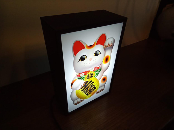 招き猫 まねきねこ ネコ 商売繫盛 昭和 レトロ ミニチュア 看板 玩具 置物 雑貨 LEDライトBOXミニ 3枚目の画像
