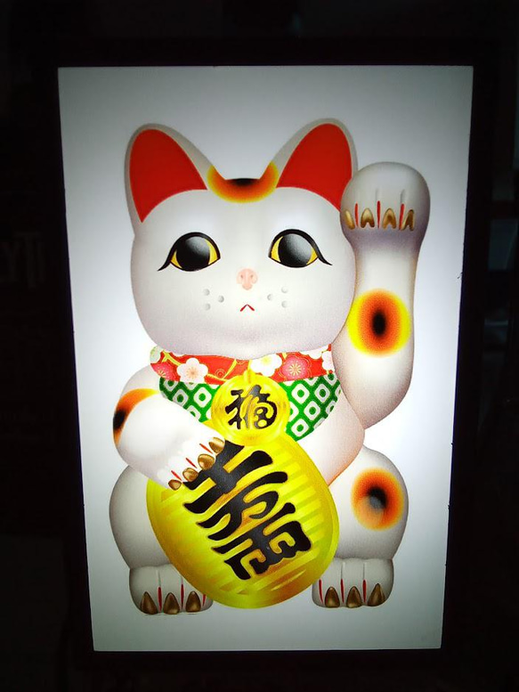 招き猫 まねきねこ ネコ 商売繫盛 昭和 レトロ ミニチュア 看板 玩具 置物 雑貨 LEDライトBOXミニ 5枚目の画像