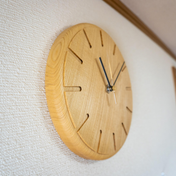 時計 掛け時計 インテリア時計 (A)　壁掛け　木製　無垢材 3枚目の画像