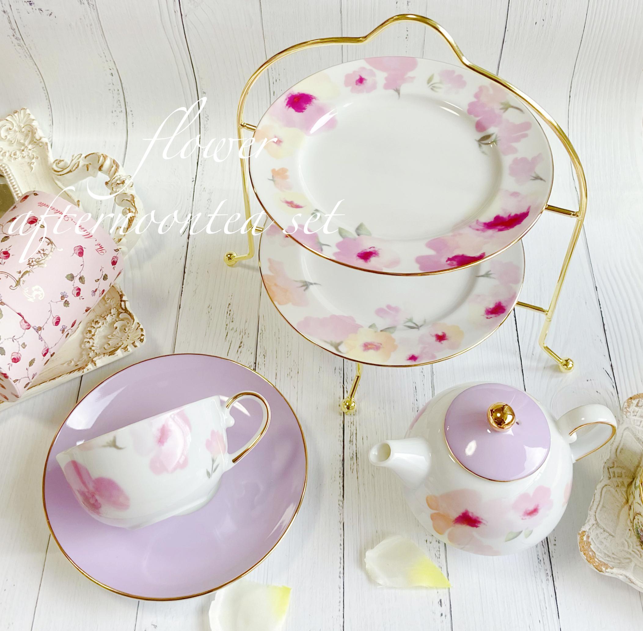 【Creema限定福袋 】ふんわり水彩花のアフタヌーンティーセット♡