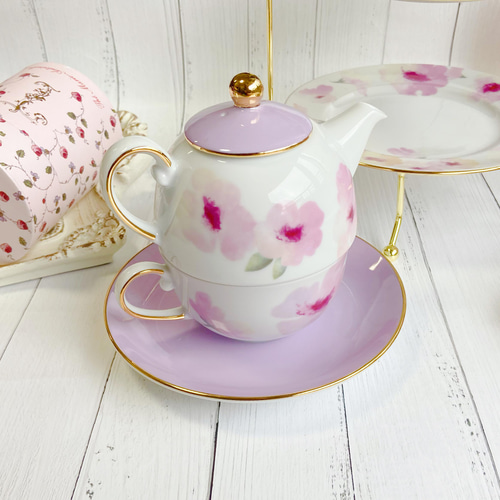 Creema限定福袋 】ふんわり水彩花のアフタヌーンティーセット♡ ティー