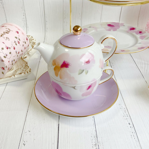 Creema限定福袋 】ふんわり水彩花のアフタヌーンティーセット♡ ティー