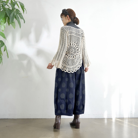 【複刻版】1/9 復刻 x 2 * 圓潤輪廓 * 成人款自然波點圖案 * 燈籠褲型 * 深海軍藍 第4張的照片