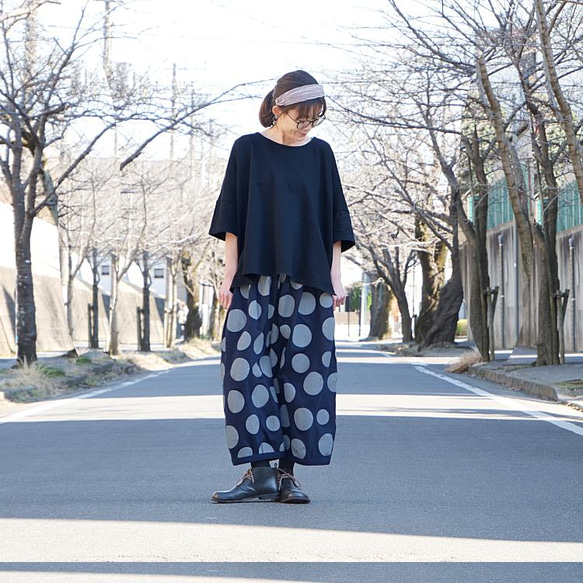 【複刻版】1/9 復刻 x 2 * 圓潤輪廓 * 成人款自然波點圖案 * 燈籠褲型 * 深海軍藍 第7張的照片