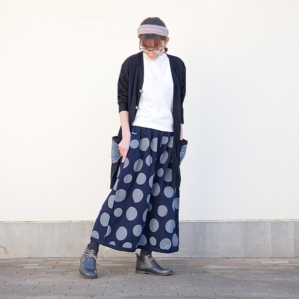 【複刻版】1/9 復刻 x 2 * 圓潤輪廓 * 成人款自然波點圖案 * 燈籠褲型 * 深海軍藍 第10張的照片