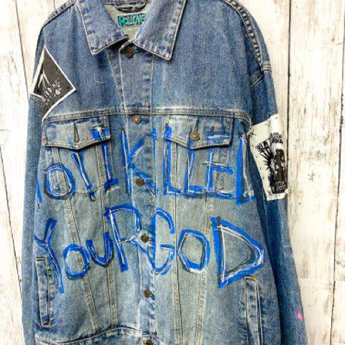 リメイク ペイント デニム ジャケット パッチワーク ジャケット リメイク ペイント デニム ジャケット パッチワーク ジャケット