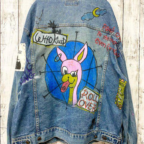 リメイク ペイント デニム ジャケット パッチワーク ジャケット リメイク ペイント デニム ジャケット パッチワーク ジャケット