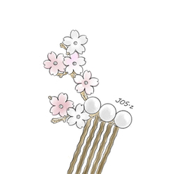 色が変わる 桜の枝のかんざし　桜　ヘアコーム  簪　ヘアアクセサリー 3枚目の画像