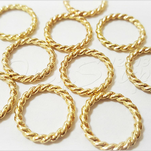 ☆200F860-5【10個】縄模様リングパーツ☆ 金具・チェーン  
