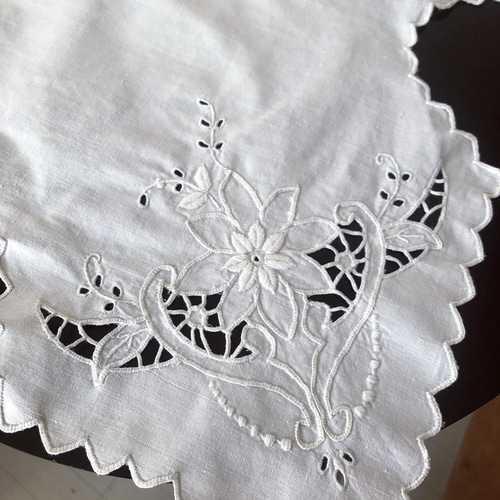 アンティーク　手刺繍カットワークレース　ホワイトワーク【in0350】 カットワーク刺繍レース 1,5x100cm