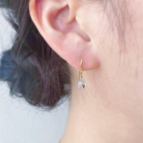 高発色アクアマリンのドロップピアス/イヤリング -Sylvia- ピアス