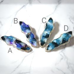 アゲートスライス型ヘアクリップ 天然石風 ブルー系 パープル系