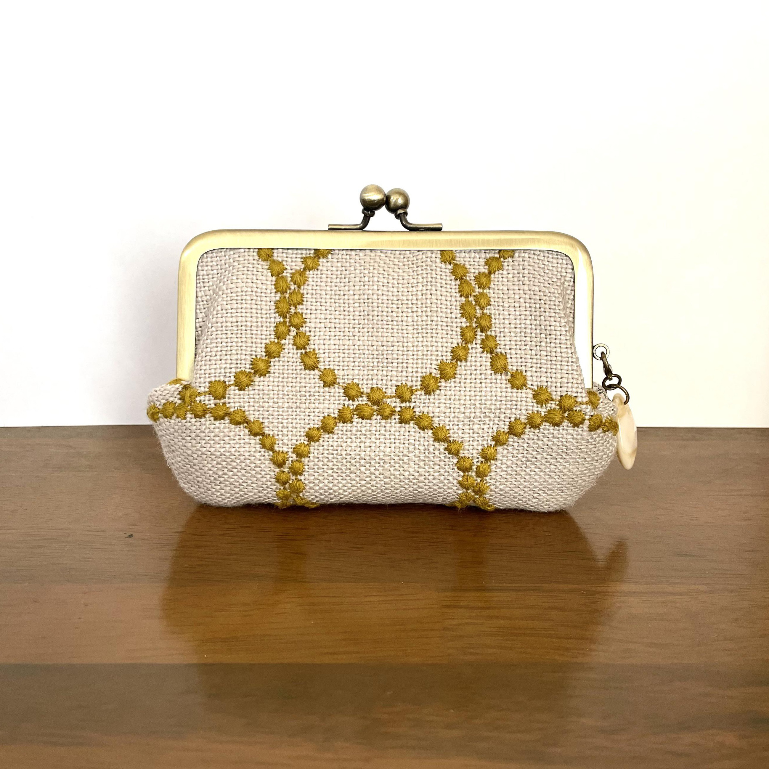 親子がま口財布 ミナペルホネン tambourine beige + mustard