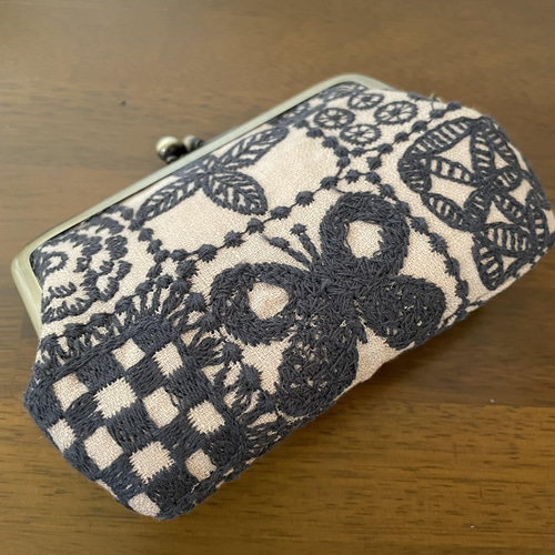 ミナペルホネン　親子がま口　財布　ハンドメイド　forest tile 親子がま口財布 ミナペルホネン forest tile beige がま口
