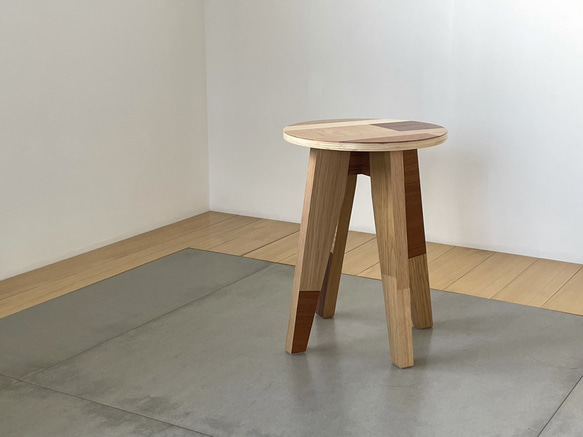 送料無料 パッチワーク プライウッド スツール 01   PATCHWORK PLYWOOD STOOL 01 3枚目の画像