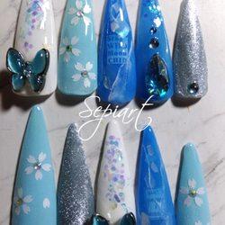 ジェルネイル☆ネイルチップ~付け爪☆鬼ロング/ロングポイント☆桜