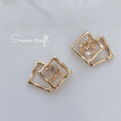 ダブルフェイス クリア ピアス イヤリング ピアス（スタッド・一粒 