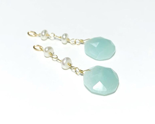 チャーム】アマゾナイト 淡水パール 14kgf ピアス用 ハンドメイド素材