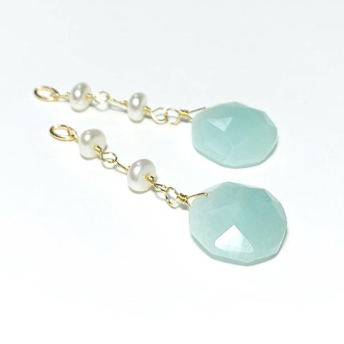 チャーム】アマゾナイト 淡水パール 14kgf ピアス用 ハンドメイド素材