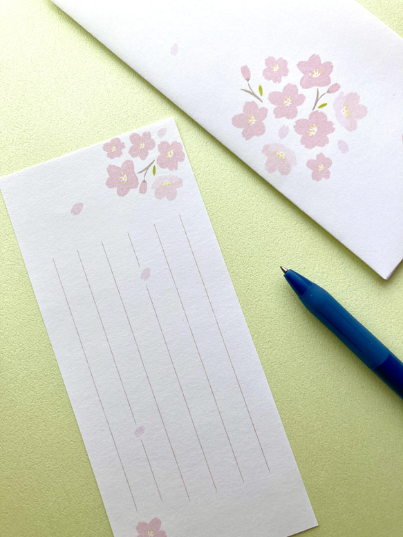 和の花ごよみ｢卯月｣桜の一筆箋(封筒付き) 2枚目の画像