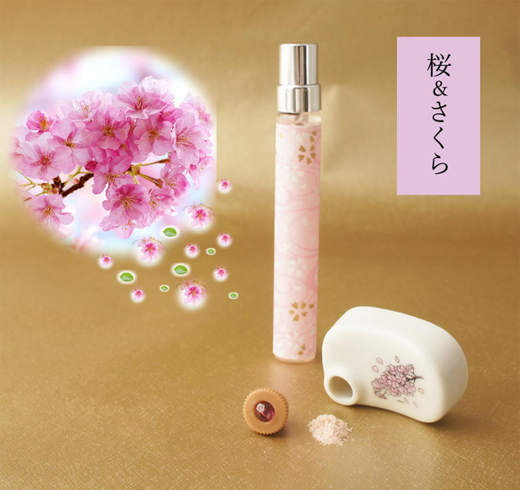 ”桜＆さくら”　リアル桜ノ香10ml＆cona-coさくら　二重セット　桐の箱　入学式　就職祝い 1枚目の画像