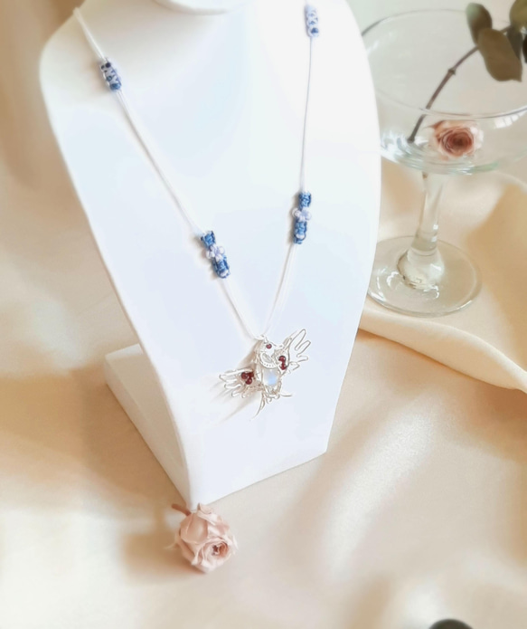 Dove of Peace — Blue Halo Moonstone Woven ネックレス︳Spirit·Hands to 7枚目の画像