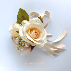 バラ*flowerコサージュ【ピンクベージュ】 コサージュ