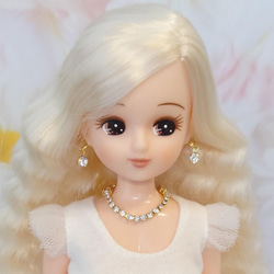 N184 リカちゃん ネックレス ピアス 5点セット ハンドメイド ハート 赤色 N184 リカちゃん ネックレス ピアス 5点セット ハンドメイド ハート 赤色