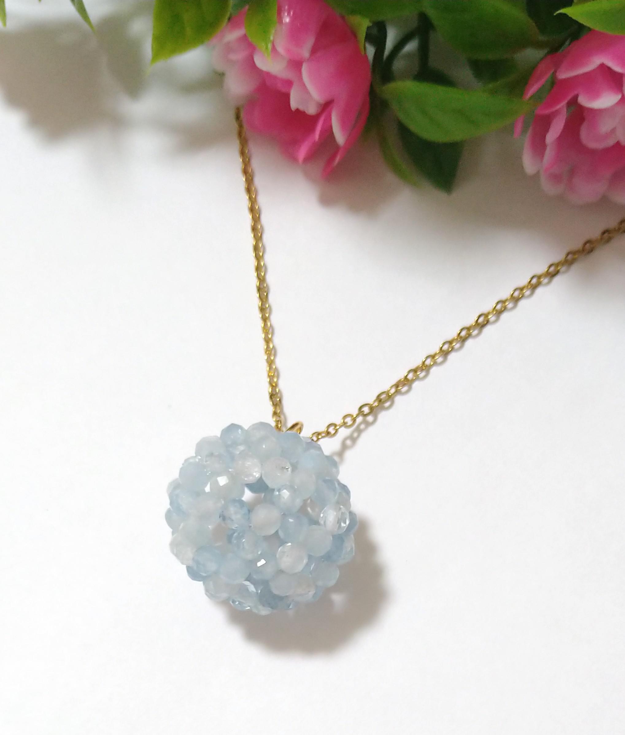 ３月誕生石　アクアマリン　 神聖幾何学フラーレン