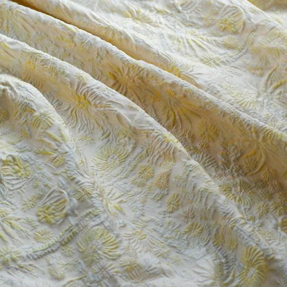 さわやかな黄色い海草のレリーフ花柄 ジャカード織りの生地 [2758] 4枚目の画像