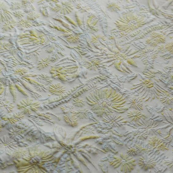 さわやかな黄色い海草のレリーフ花柄 ジャカード織りの生地 [2758] 7枚目の画像