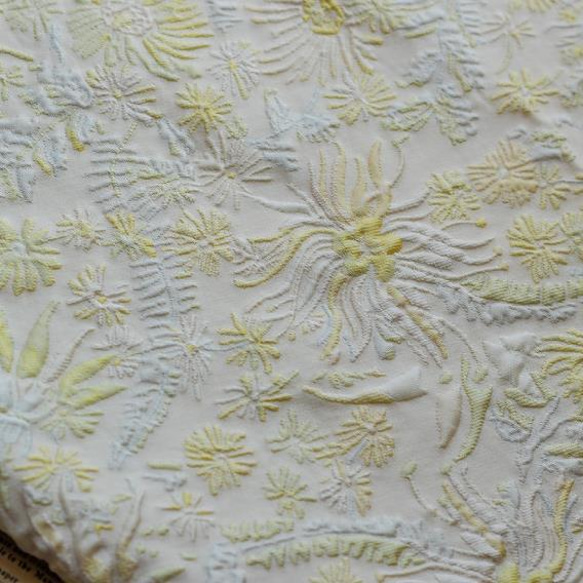 さわやかな黄色い海草のレリーフ花柄 ジャカード織りの生地 [2758] 5枚目の画像